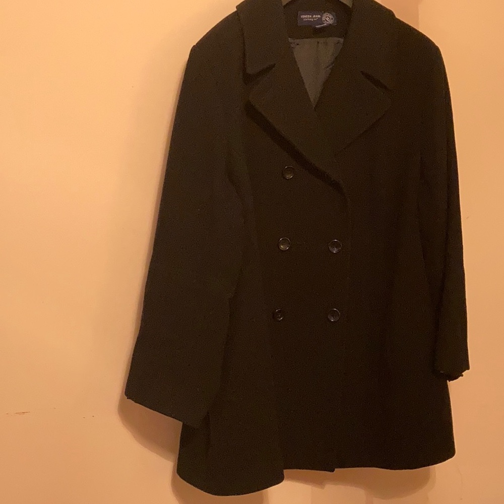 Venezia Jeans Co. 100% Black Wool Peacoat Sz 22-24